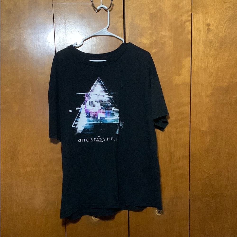 Black Graphic T-Shirt with Ghost in the Shell Design